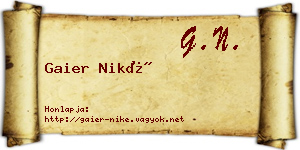 Gaier Niké névjegykártya